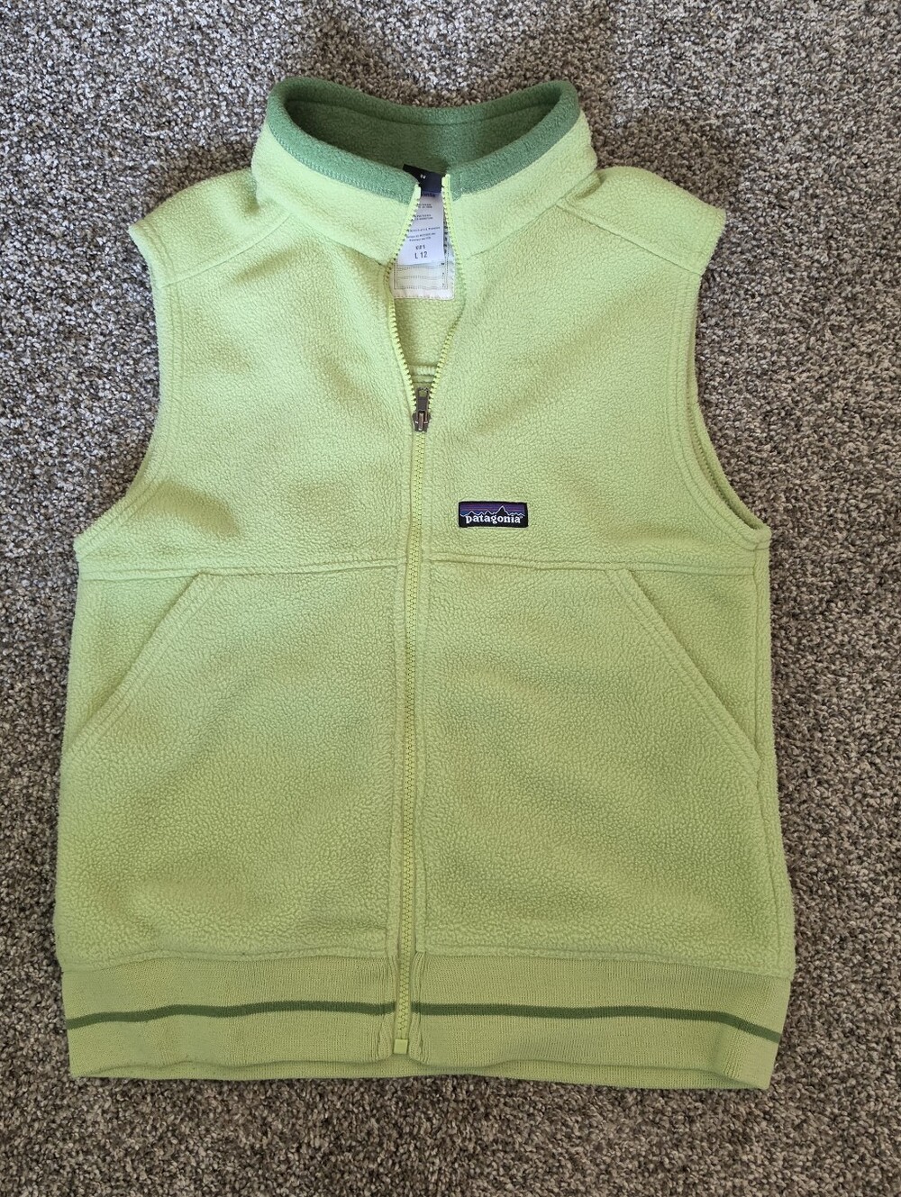 Patagonia Kids Retro Green Zip Up Fleece Vest